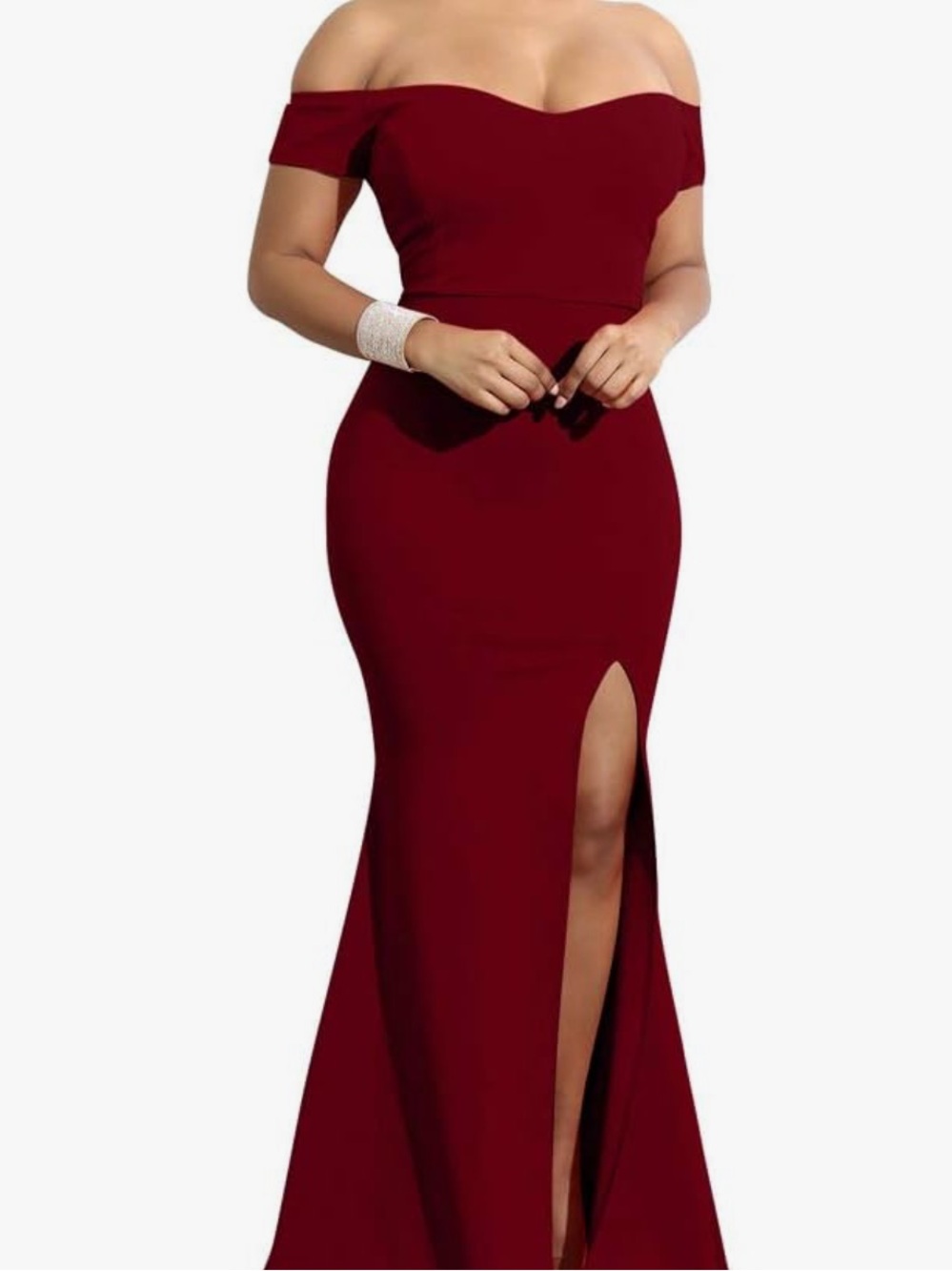 YMDUCH Women’s Off Shoulder Split Long Formal Party Dress